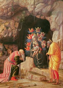 A bölcsek imádása triptichon, részlet az imádásról: Szűz Mária, Szent József és egy bölcs, 1466 körül, (tempura, tábla)